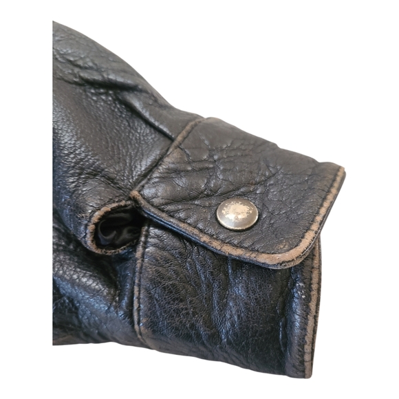 VTG 1984 Saxony Size 42 Black Motorcycle Bomber Genuine Leather Jacket - Picture 8 of 12